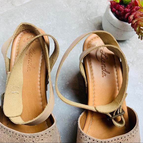 Anthropologie Liendo Leather Wedge Sandals Size 6 - Picture 5 of 11